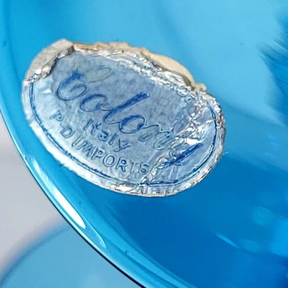 Mid-Century Aqua Blue Glass Coupes - Picture 8 of 9